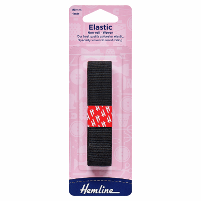 H631.20 Woven Non-Roll Elastic: 1m x 20mm: Black 